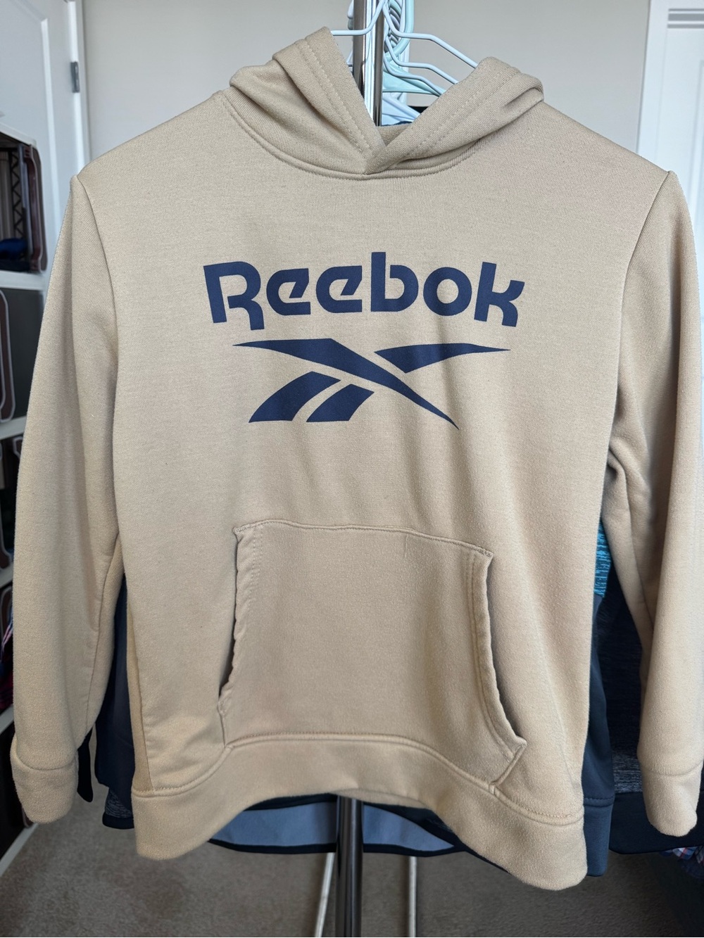 Reebok Beige Hoodie with Navy Logo